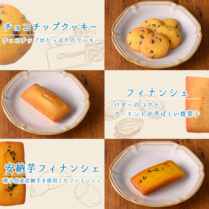 n325 おすすめの焼き菓子詰め合わせB(6種・9個) 国産 種子島 洋菓子 お菓子 焼菓子 ブールドネージュ ガレット ディアマンテ フィナンシェ ロメオ クッキー サブレ 紅茶クッキー アーモンド