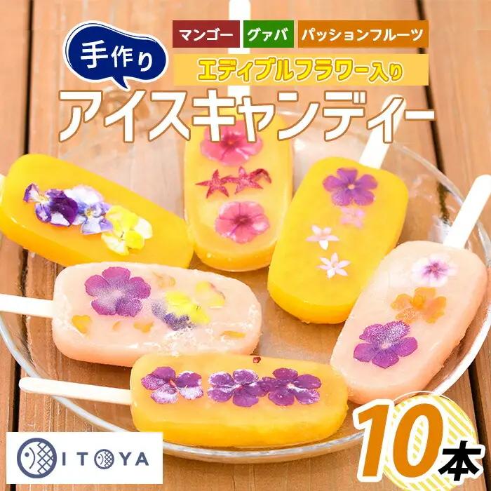 手作りアイスキャンディー エディブルフラワー入り 10本 たいやき絲や IB106-005 アイス アイス