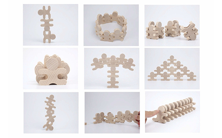 遊び方いろいろ！人型木製積み木！「忍者112ピース(木製BOX箱入り)」