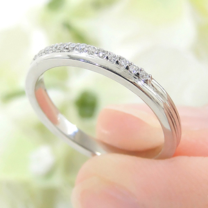 結婚指輪 プラチナ Pt900 ダイヤモンド 0.12ct ヤモンド エタニティ 重ねづけ風 華やか 二連 2連 ハーフエタニティ レディース リング 【331-pt】 ALPAZ169