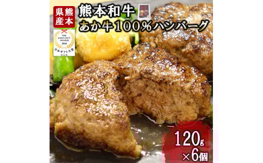 【三協畜産】熊本和牛 あか牛 熊本県産 肥育 加工品 阿蘇 熊本 褐毛和種 褐牛 和牛 あか牛100% 牛肉 ハンバーグ 120g 6個 計720g 惣菜 おかず ご飯のお供 熊本名物 ご家庭用 ギフト 贈答用  小国町ふるさと納税
