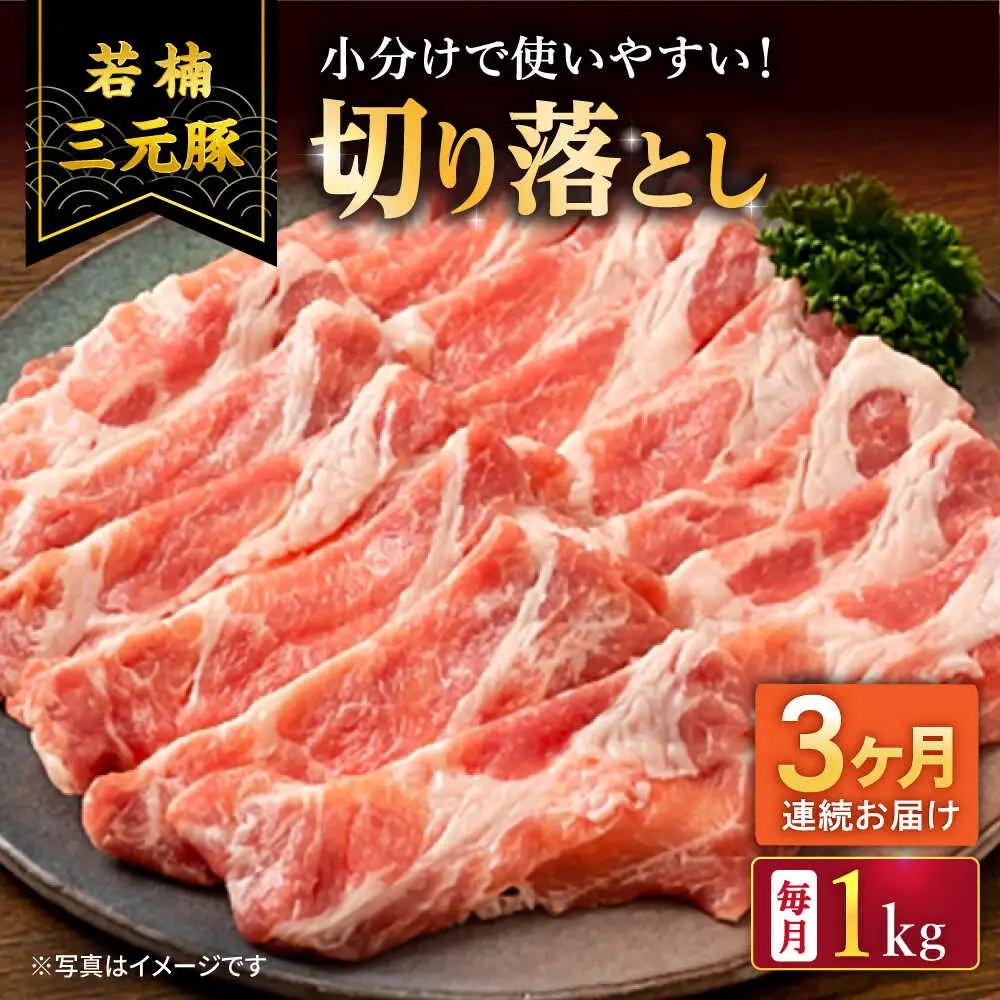 【3回定期便】 若楠三元豚 切り落とし 1kg 豚スライス [UBH074]