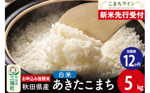 《新米先行受付》《定期便12ヶ月》【白米】あきたこまち 5kg 秋田県産 令和6年産  こまちライン