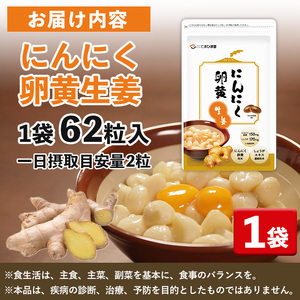 No.1293 てまひま にんにく卵黄生姜(1袋 62粒入り)  鹿児島 日置市 ニンニク 健康食品 栄養 元気 カプセル 安全安心 生姜 サプリ サプリメント 定期便 頒布会 【てまひま堂】