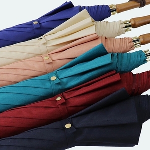 レディース雨傘 長傘 シャンタン無地 手開き 日本製 ダークネイビー 173202 ／ まちづくり観光振興機構 モダン 高級感 奈良県 田原本町