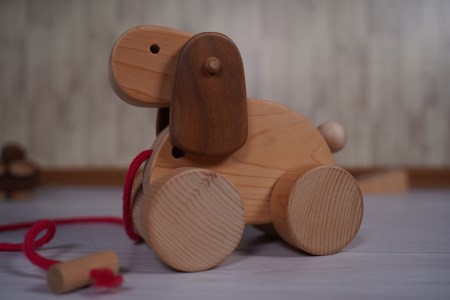 木の玩具 おさんぽワンちゃん 木の玩具［0967］