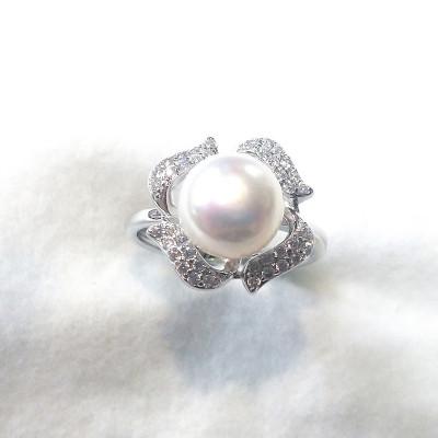 ふるさと納税 伊勢市 リング・ピンウィール(淡水本真珠・ボタン)SV製　1918