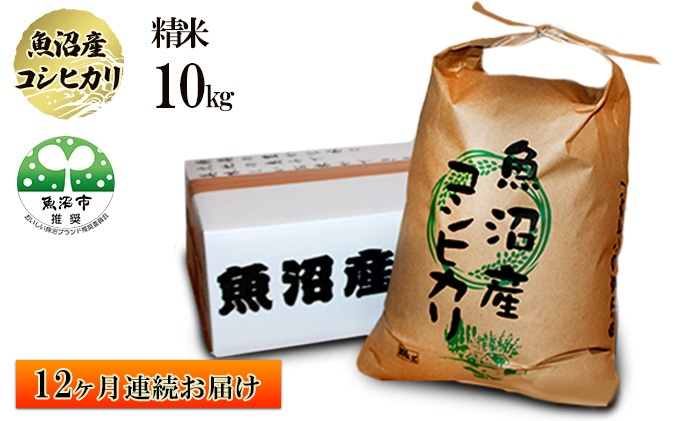 
[№5762-0954]（精米・10kg）12カ月連続お届け【農薬・化学肥料栽培期間中不使用・生態系保全・再生可能エネルギー・エコファーマー・生産工程管理】魚沼産コシヒカリ
