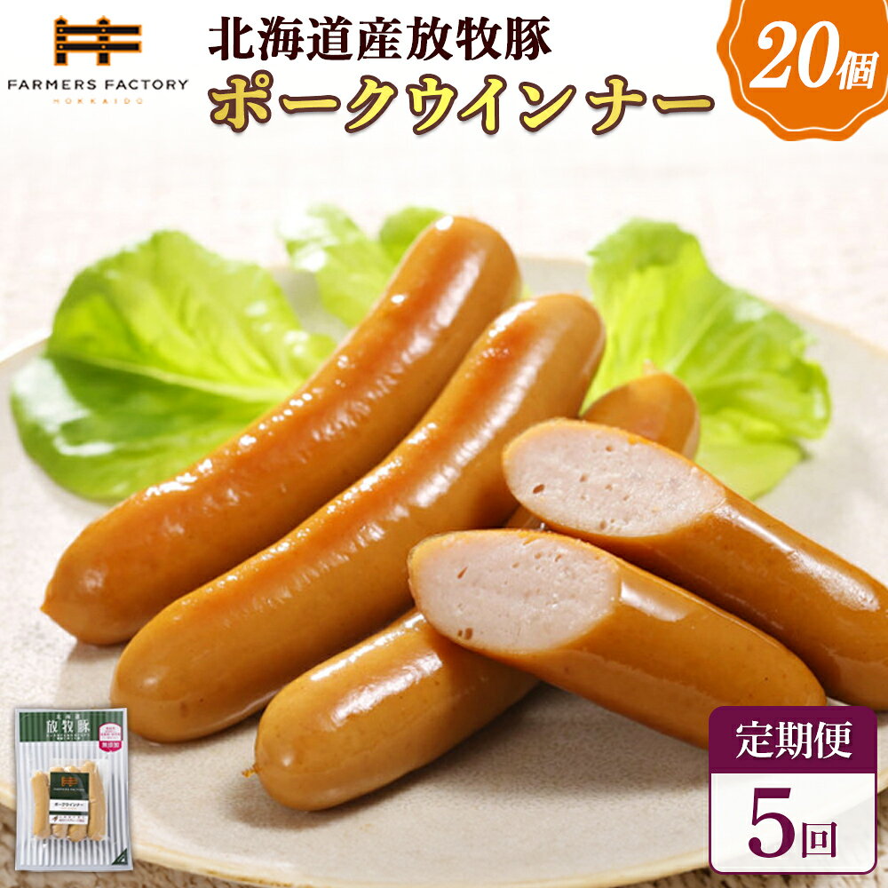 【ふるさと納税】【定期便：5回】北海道産放牧豚 無添加ポークウインナー ×20パック | 定期便 北海道産 放牧豚 豚肉 ポーク 無添加 ポークウインナー ウインナー ソーセージ おつまみ 詰め合わせ お取り寄せ 北海道 恵庭市 恵庭【120079】
