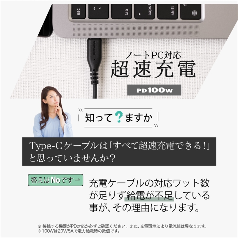 Owltech(オウルテック) しなやかで断線に強い しかもノートPCも充電OK PowerDelivery100W対応　Type-C to Type-Cケーブル OWL-CBKGBCC20-BK