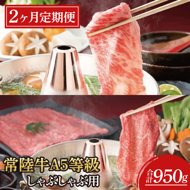 【2ヶ月定期便】常陸牛A5等級　しゃぶしゃぶ用(もも肉・ロース)(AC022)