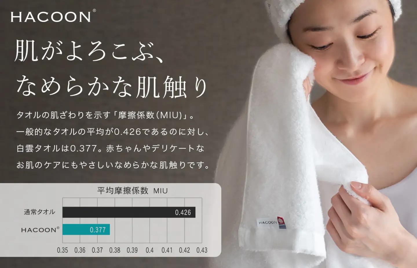 （今治タオル）白雲 (HACOON) バスタオル 4枚セット（ホワイト）