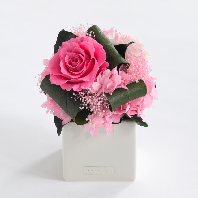 キューブS 花 お花 プリザーブドフラワー ギフト プレゼント お祝い 誕生日 お供え アレンジ インテリア 東京都 墨田区【ホワイト】