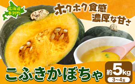 こふき かぼちゃ 南瓜 約5kg 3~4玉 《2026年9月下旬-10月下旬頃出荷》高橋賢三 送料無料 北海道 本別町 北海道 十勝 本別町産 かぼちゃ 栗かぼちゃ パンプキン ホクホク 野菜