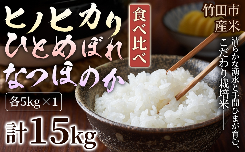 
                  【 人気の3銘柄を食べ比べ！ 】 厳選国産米 3種セット 【 ヒノヒカリ × ひとめぼれ × なつほのか 】 （ 各5kg 計15kg ）
                