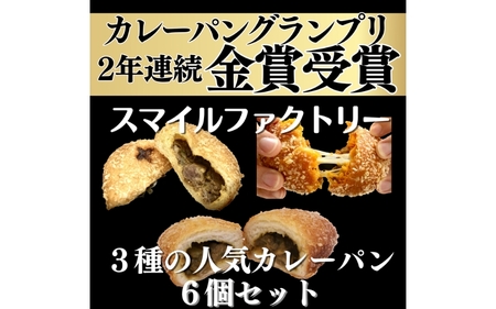 【カレーパングランプリ金賞受賞店】3種の揚げたて冷凍カレーパン詰め合わせセット【計6個】【smlf0002】