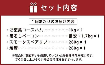 【6ヶ月定期便】オーダー ハム ・ オーダー ベーコン ・ スペアリブ ・ 焼豚（簡易包装） 肉 豚