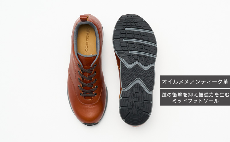 MIDFOOT ( ミッドフッド ) 紳士靴 レザースニーカー MF002JM 27.5cm( ブラウン ) 4E　【 ファッション 靴 シューズ スニーカー メンズ 】 【 お洒落 レザーシューズ 
