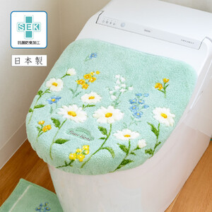 フルールブラン フタカバー グリーン  北欧 おしゃれ かわいい 洗える 花柄  マーガレット ドレニモタイプ 洗浄暖房型 普通型 兼用