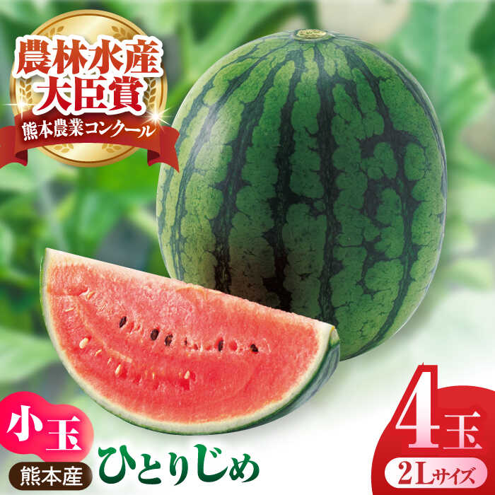 【ふるさと納税】【先行予約】小玉スイカ ひとりじめ 4玉 2Lサイズ 【株式会社 前田ファーム】[ZCM012] 旬 果物 くだもの フルーツ すいか 西瓜 ブランド 人気 季節物 新鮮 産地直送 甘い 糖度 おすすめ フレッシュ 特産 期間限定 評判 種類 サイズ 熊本県 山鹿