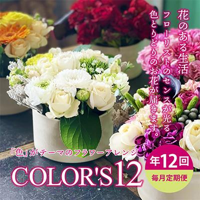 ふるさと納税 酒田市 【発送月固定定期便】色で飾るフラワーアレンジ 「COLOR'S12」全12回