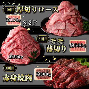 【D01011】＜定期便・全6回(連続)＞鹿児島黒牛定期便・堪能セット(全6種・合計2.8kg) 黒毛和牛 鹿児島黒牛 モモ ロース 赤身 薄切り ヒレステーキ 切り落とし 焼肉 食べ比べ 日本一 鹿