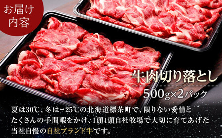 牛肉 切り落とし 北海道産 星空の黒牛 約1kg（500g×2）ブランド牛