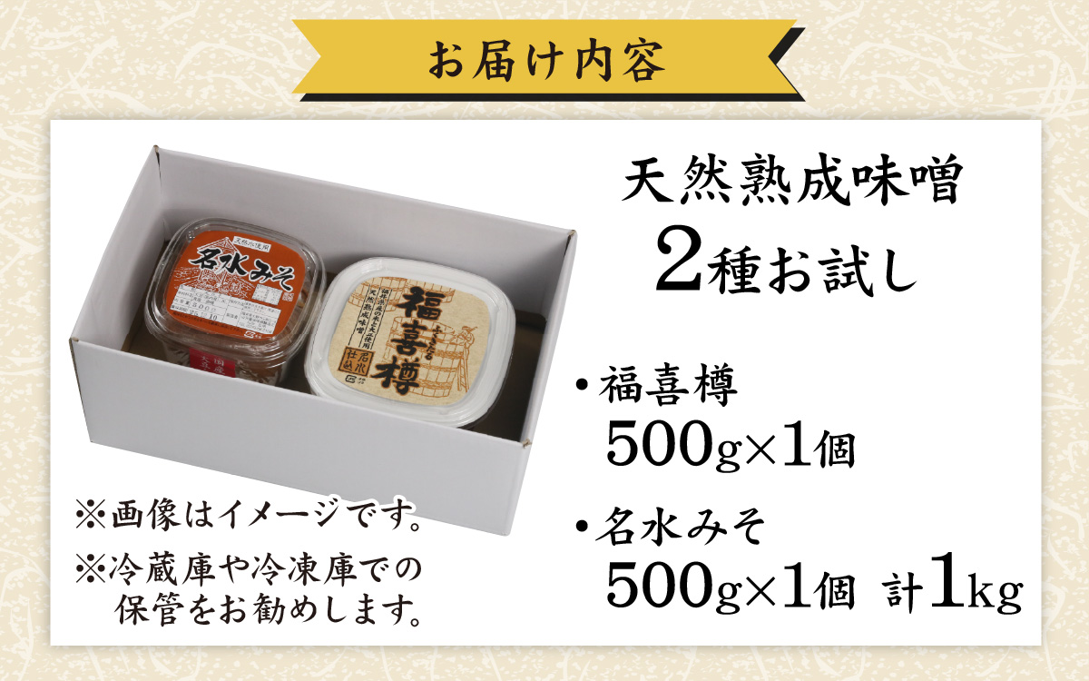 【先行予約】天然熟成こだわり味噌「木桶仕込み」２種 お試しセット　500g×2　計1kg[A-040017]