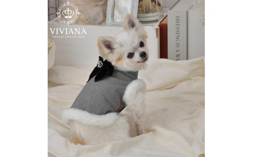 ドッグウェア「VIVIANA」　千鳥格子ファーベスト　/　White