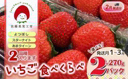 《2026年産先行予約》「西脇市産 旬のいちご2品種食べ比べセット」（1箱２パック）【佐藤果実工房 全国いちご選手権銀賞受賞農園 TVで紹介!】令和８年２月中旬配送分（07-44）
