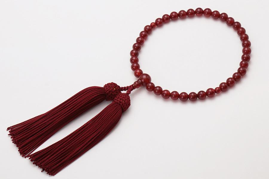 【京念珠】数珠 メノウ 正絹頭房〈数珠袋付き〉｜土屋念珠店 女性用 レディース 念珠 略式 3750［ 京都 念珠 珠数 京念珠 仏具 人気 おすすめ お取り寄せ 通販 送料無料 ふるさと納税 ］ 261009_B-FR60