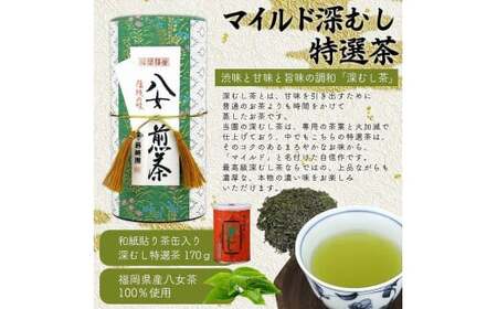 【ギフト対応】最高級ギフト 和紙貼り茶缶入り高級茶３種セット 各170g 八女茶100％＜岩崎園製茶＞　075-020