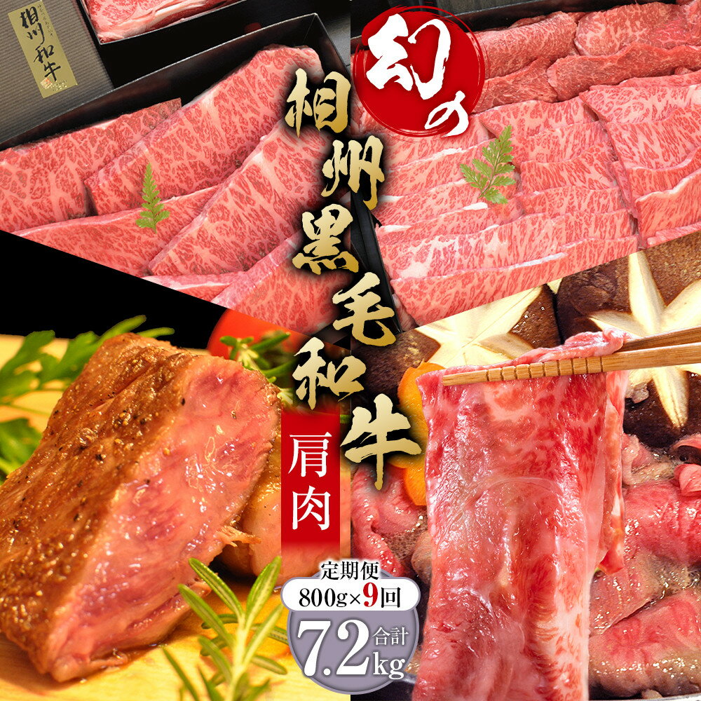 【ふるさと納税】牛肉 定期便 9回 幻の相州黒毛和牛肩肉 800g×9回 計7.2kg【相州黒毛和牛 相州牛 幻の牛肉 極上の旨味と風味 キメ細かな上質の脂 様々な料理に ブランド牛 ブランド牛肉 神奈川特産品 神奈川県 小田原市 】