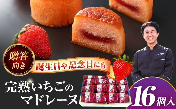 
                  焼き菓子 いちごのマドレーヌ いちご農園 16個入り 洋菓子 マドレーヌ イチゴ 愛西市 / エール・ブランシュ 【配達不可：離島】 [AEAU007]
                