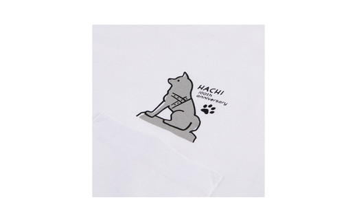 HACHI100オリジナルハチ公像TシャツM（HACHI100オリジナルコットン巾着サービス)　40P7602【(一社)秋田犬ツーリズム】