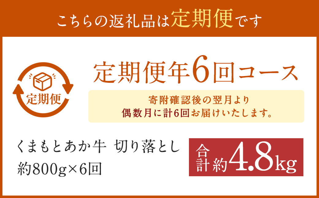 【定期便:年6回】くまもと あか牛 切り落とし 牛肉 約800g 赤牛 あかうし