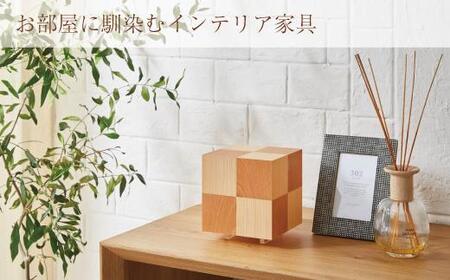 和風照明 アクリキューブ行灯 Sサイズ 市松模様 桧 桜ツキ板【間接照明 行燈 おしゃれ 照明 インテリア 大川家具 照明 間接照明 大川 木製 木目 天然木】