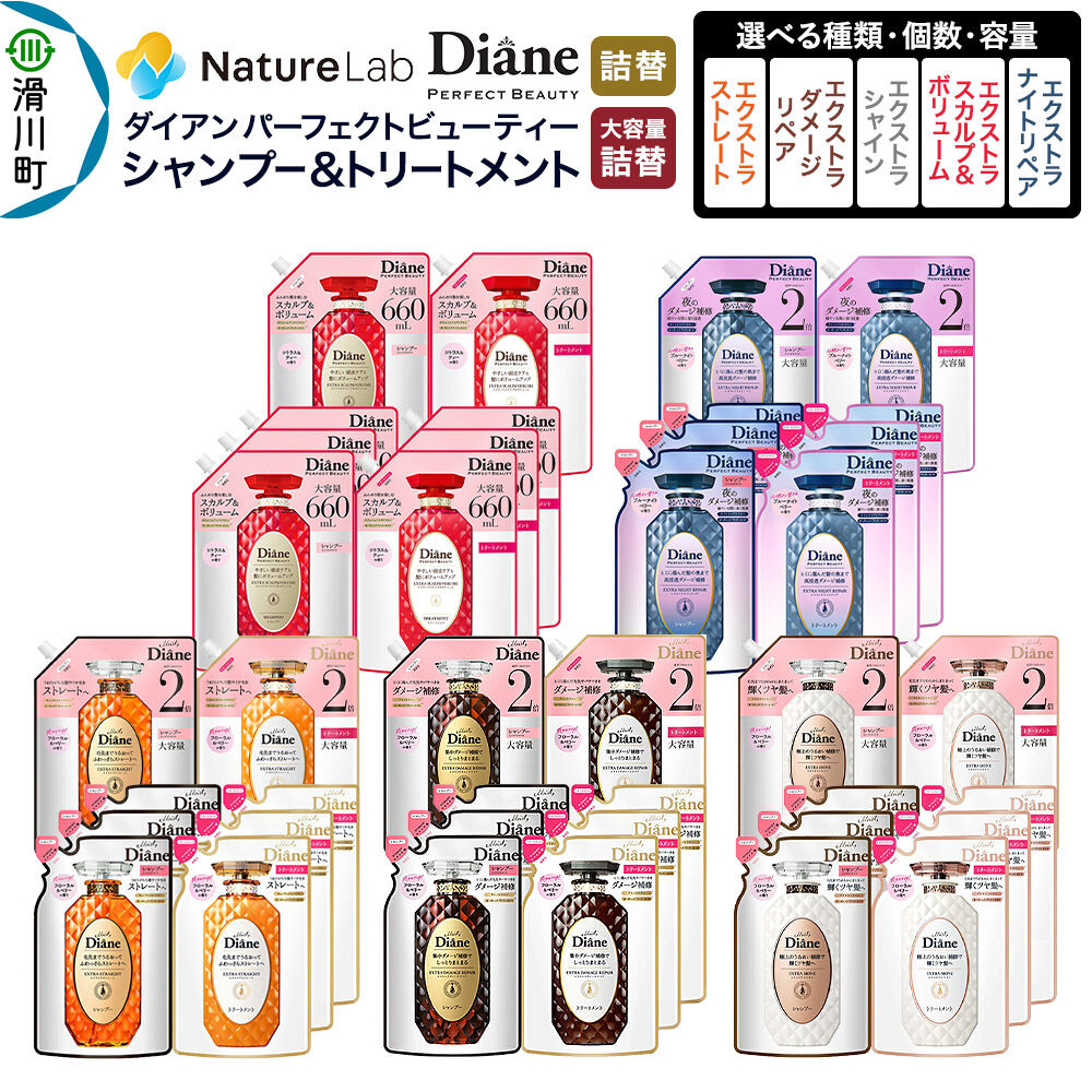 【ふるさと納税】Diane ダイアン パーフェクトビューティー （ 詰替 330ml×6個／詰替・大容量 660ml×1個 〜 3個 セット）【選べるシリーズ・種類・個数】 [Diane ダイアン シャンプー トリートメント 詰替 ヘアケア]