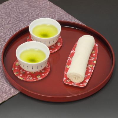 ふるさと納税 和歌山市 友禅和紙 おしぼり トレー 小花 舞うさぎ 5枚セット 食洗機対応の和風おしぼりトレー |  | 02