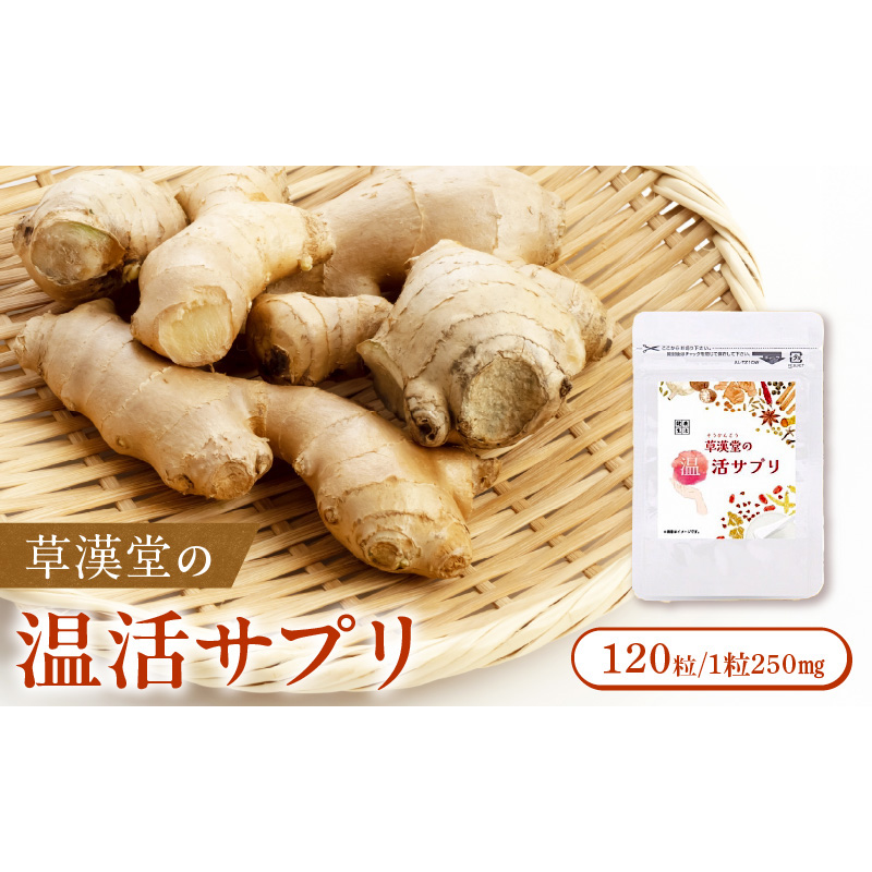 草漢堂の温活サプリ［103S08］草漢堂 温活サプリ カンキョウ末 12種類 和漢エキス 配合 乾姜 デキストリン カプセル 120粒 サプリメント サプリ 健康食品 ヘルスケア 健康 美容 温活 チャック袋 持ち運び便利 加工食品 食品 お取り寄せ 愛知県 小牧市 送料無料
