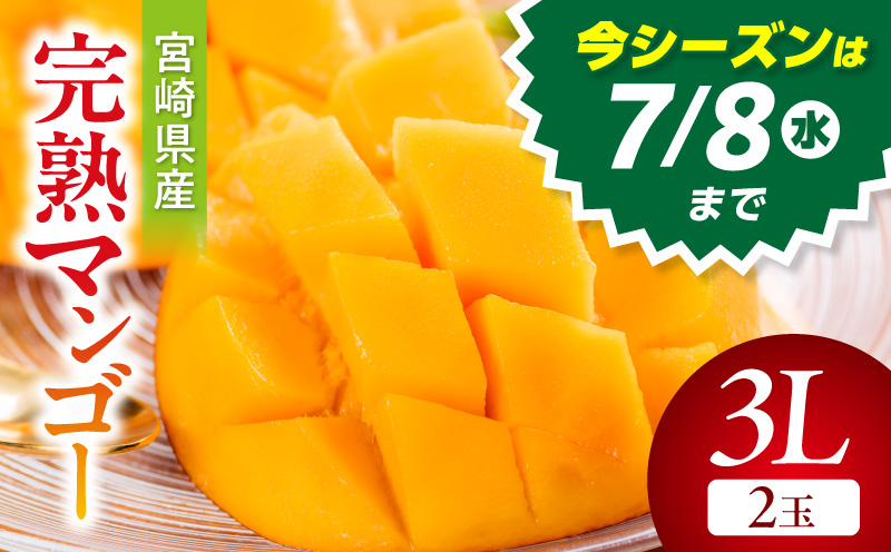 《2026年発送》【数量・期間限定】宮崎県産完熟マンゴー3L(2玉) マンゴー 完熟 芳醇 冷蔵 フルーツ 果物 数量限定 期間限定 宮崎県産