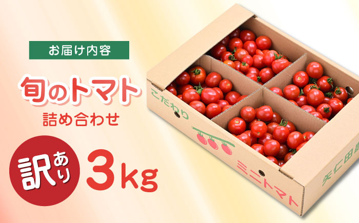 【訳あり】【期間限定】熊本県産 減農薬栽培 トマト ミディトマト 3.0kg 詰め合わせ 食べ比べ 野菜【矢仁田農園】[YDE004] 