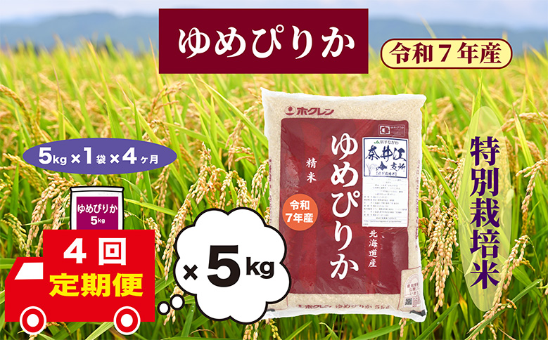 【定期便4回】北海道奈井江町　特別栽培米　ゆめぴりか　5kg