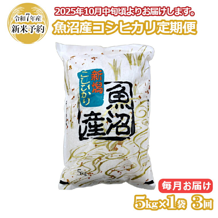 【ふるさと納税】【3か月定期便(毎月発送)】 令和7年産新米 魚沼産コシヒカリ 精米5kg(5kg×1袋)×全3回 ※2025年10月中旬から発送予定 共栄農工社 【0002-0303DB00-01】
