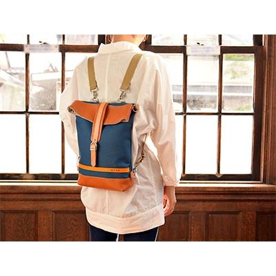 ふるさと納税 近江八幡市 ハンドメイド　八幡帆布鞄リュック　Mサイズ　琵琶湖ブルー |  | 01