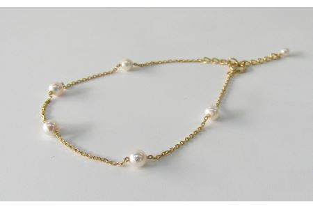 真珠 ステーション ブレスレット K18 アクセサリー