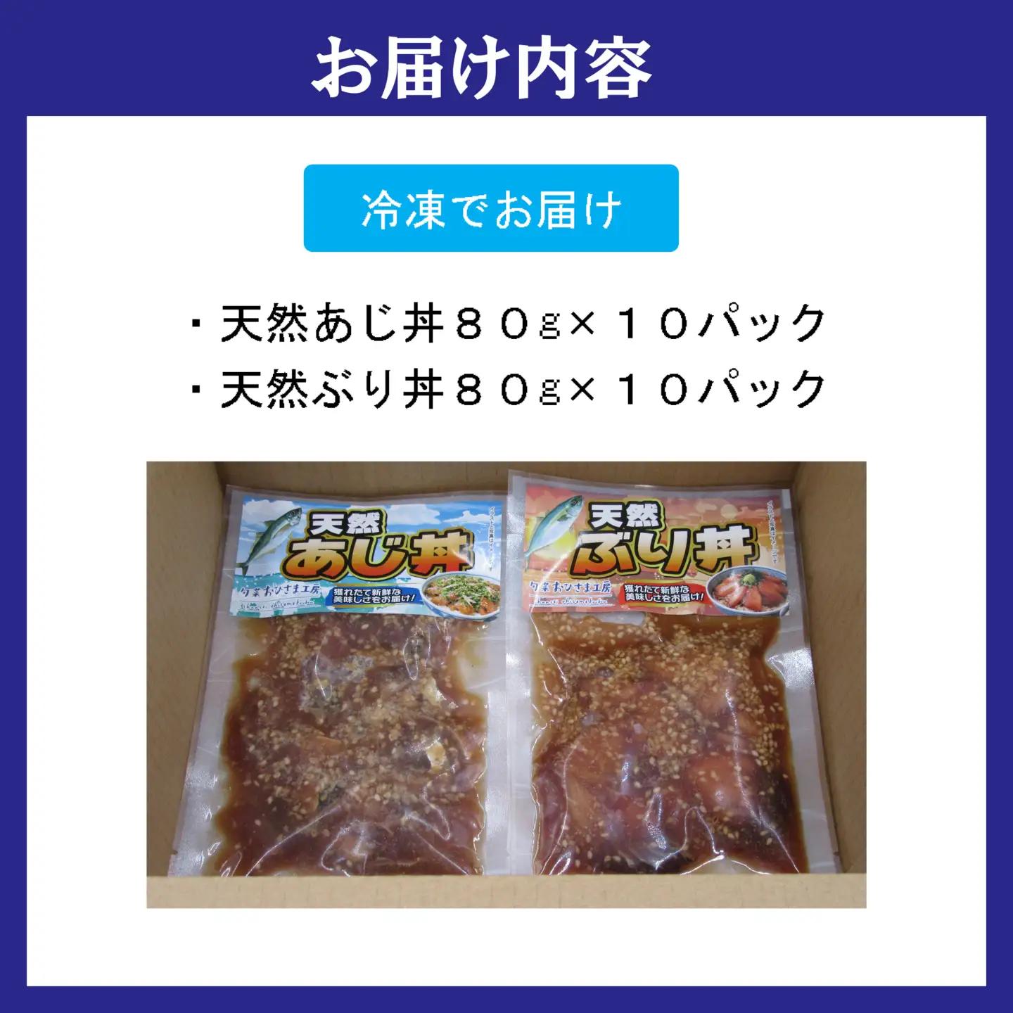 海鮮漬け丼 天然ぶり・あじセット(各10P)【C3-035】