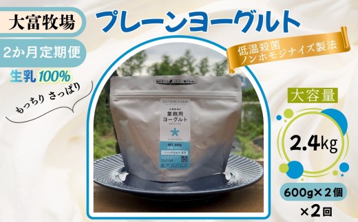 【全2回定期便】大富牧場のプレーンヨーグルト 600g×2個（計2.4㎏） / 佐賀県 /大富牧場フライングカウ  [41ANAG011]