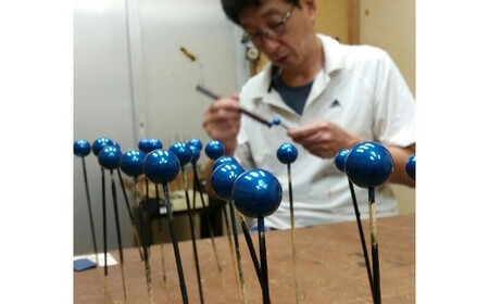 【本漆塗】漆ペンダント18㎜(メタリックブルー)　023-010