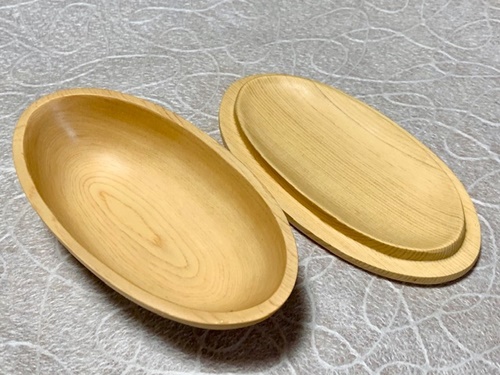 木曽檜 楕円型 ダイエット スリム 弁当箱／津田瑞苑 ボウル 木製 スギ ガラス ウッド コート コーティング 奈良県 宇陀市